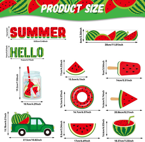 49 PCS Hello Summer Paper Bulletin Board Set Watermelon Classroom Decoration Back to School Cutouts Watermelon Bulletin Board Decor Classroom Deco...