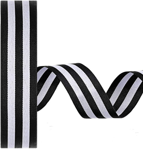 50 Yards Christmas Striped Ribbon Grosgrain Fabric Ribbon Red White and Black Candy Cane Craft Wrapping Ribbons Roll for Wraps Embellishments Part...