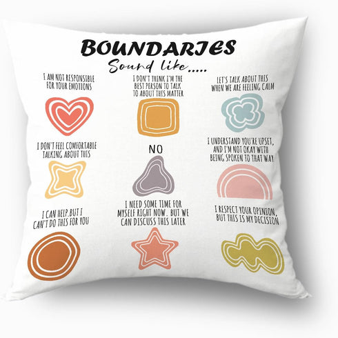 Mental Health Reminder Decorative Throw Pillow Case 18?×18? - Boundaries Sounds Like, Boho Decoration for Therapy Office Counselor Office Home,Tee...