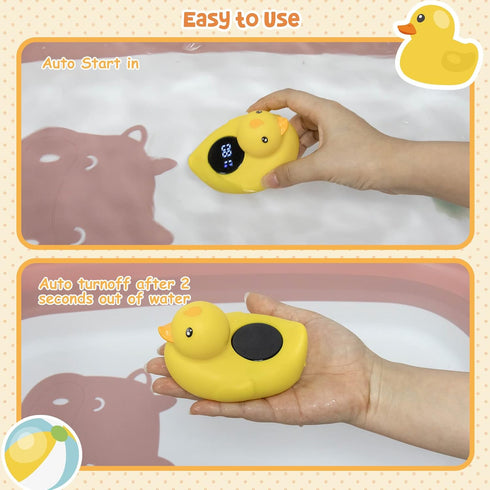 Duck Bath Thermometer Mamtopia Upgrade Baby Bath Water Temperature Warning Thermometers Bathroom Safety Auto ON/Off Bathtub Thermometer Floating T...