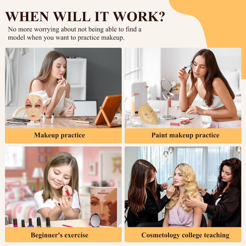 Makeup Practice Face Board, Makeup Mannequin Head for Practice, Eye Makeup Practice Face Silicone, Face Painting Practice Head for Beginners, Make...