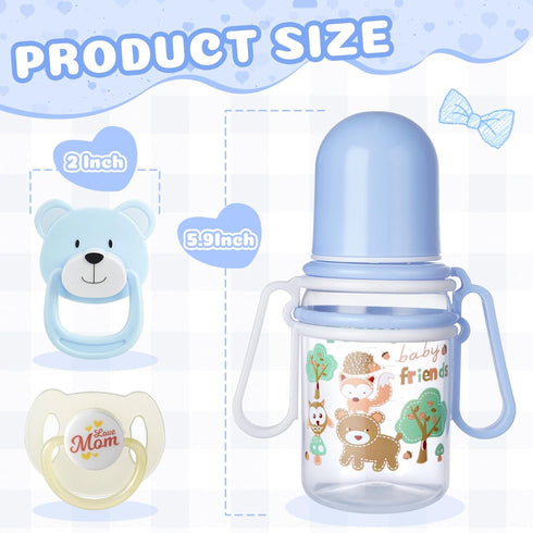 JIZHI 4 Pieces Reborn Baby Doll Accessories, 2 Baby Doll Bottles and 2 Magnetic Pacifier, Baby Doll Pacifier Feeding Bottle Set for Reborn Dolls, ...