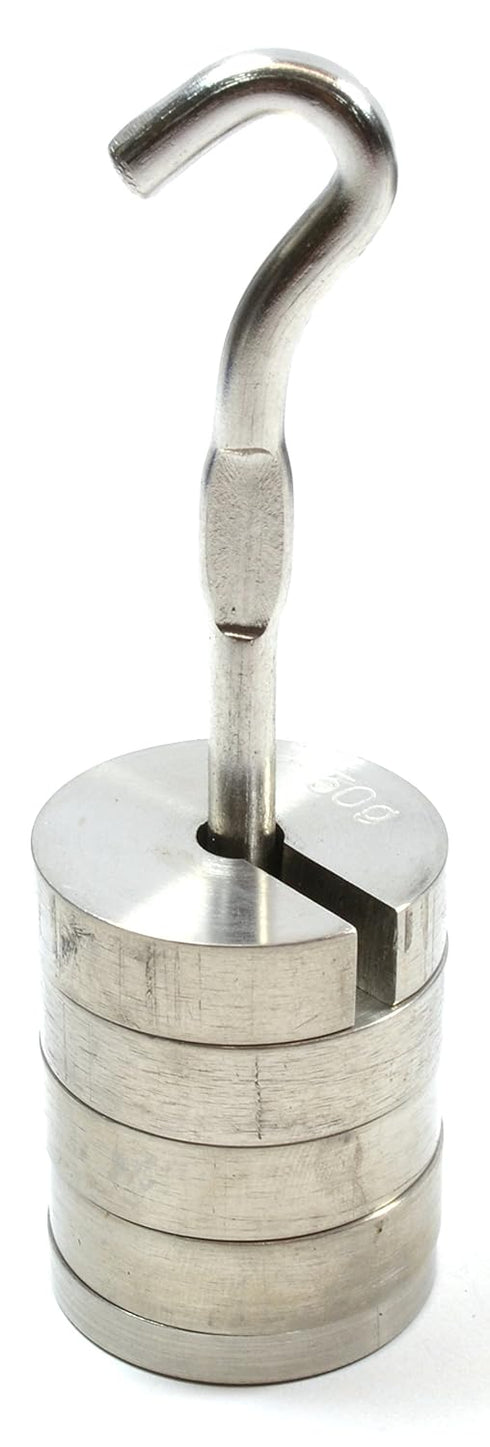 Eisco Labs Stainless Steel Mass and Hanger Set - 4 Slotted 50g Weights and Hanger, Total 250g...