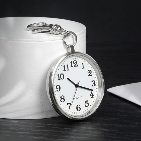 Minimalist Ultra Thin Open Face Quartz Pocket Watch with Key Buckle Unisex Portable Unisex Pocket Watch...