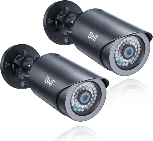BNT Dummy Fake Security Camera, with One Red LED Light at Night, for Home and Businesses Security Indoor/Outdoor (2 Pack, Black)...