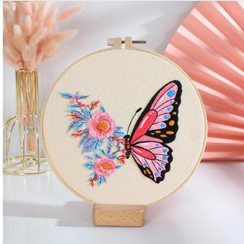 Tolovis Animal Butterfly Embroidery Kits for Beginners with Floral Patterns Pattern, Easy DIY Craft Punch Needle Starter Cross Stitch Kit DIY Need...