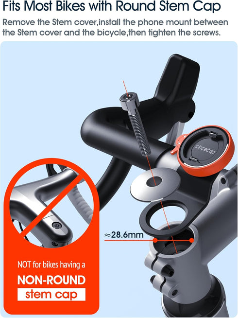 sincetop Bike Phone Mount,Mountain Bicycle Cell Phone Holder,Universal Aluminum Handlebar Stem Phone Clamp,Cycling Mobile Phone Clip,MTB Road Bike...
