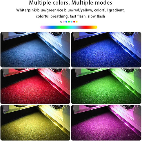 2 Pcs Car Door Light, Wireless Door Lighting Ambient Welcome Courtesy Light, LED Colorful Flashing Light, Anti-collision and Anti-rear-end Light, ...