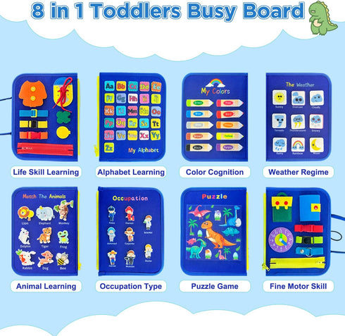 8 in 1 Busy Board Montessori Toy for Toddlers 1-3 Years Old Boy & Girls Gifts,Educational Travel Toys Sensory Board for Learning Fine Motor Skills...