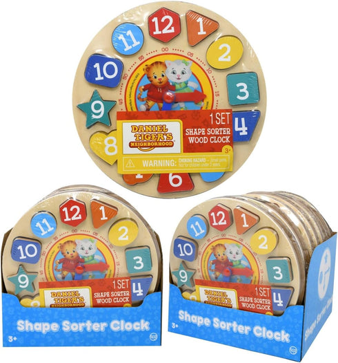 Neighborhood Shape Sorter Wood Clock - Wooden Shape Sorting Kids Learning Clock, Fun Shape Sorting Clock Puzzle Toy, Educational Brain Teaser Lear...