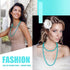 Bonuci Women Necklace Set Long Turquoise Beads Endless Vintage Jewelry Simulated Collar Western Necklace Cute Turquoise Jewelry Earring Accessorie...