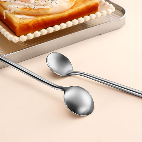 4 PCs 6.7 Inches Stainless Steel 18/10 Coffee Spoons,Matte Finish SS 304 Long Handle Coffee Stirring Spoon,Iced Tea Spoon,Espresso Mixing Spoons,C...