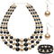 3 Pcs Women's Simulated Faux Three Multi Strand Pearl Statement Necklace Earring and Bracelet Costume Jewelry Set...