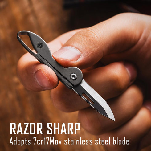 KeyUnity KK05 Mini Titanium Pocket Knife for Everyday Carry- Razor Sharp Folding Blade, Lightweight EDC Tool for Camping, Hiking and Outdoor...