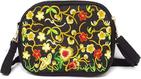 Honbay Yunnan Ethnic Style Handmade Embroidered Crossbody Bag Mini Canvas Shoulder Bag for Women and Girls...