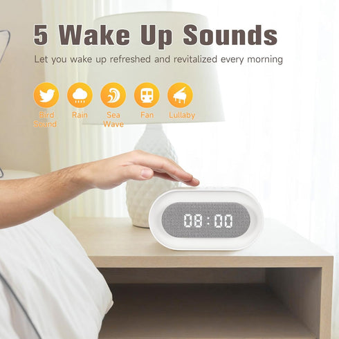 White Noise Machine,Bluetooth Wireless Speaker,Sound Machine with 31 Soothing Sounds Memory Function,24HR Alarm Clock for Bedroom with Night Light...