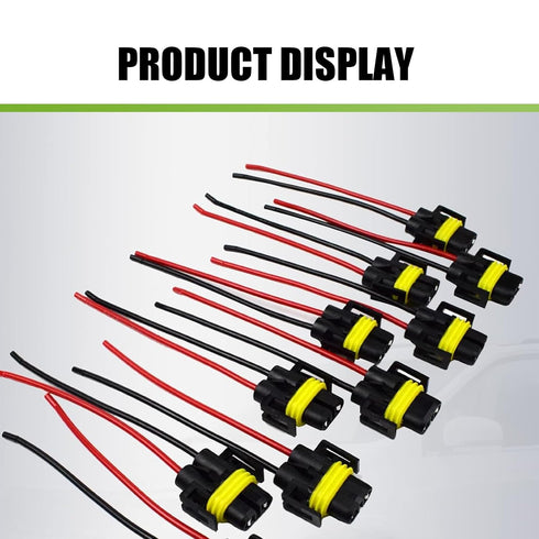 2 PCS Car Fog Light Socket Cable, H8/H9/H11 IP68 Waterproof Female Connector Plug with 4.13" Wire, Adapter Connection Modification Accessories, Co...