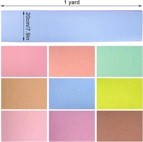 9Pcs Felt Fabric Sheets 36" x 8" Craft Felt Squares 1mm Thick Non-Woven Felt Sheets for Craft, Christmas Ornaments, School Projects, Festival Deco...