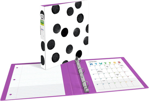 Avery Durable View 3 Ring Binder, 1 Inch Round Rings, Black and White Dots, 1 Fashion Binder (26744)...