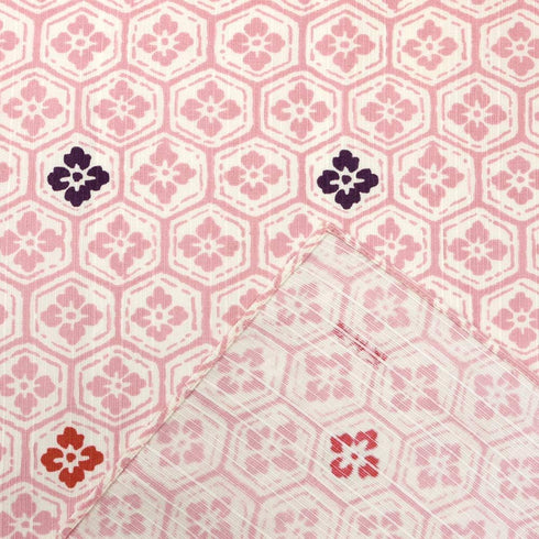 HAMAMONYO Furoshiki(35.5 in.) 'Flower Crest & Hexagonal Pattern'...