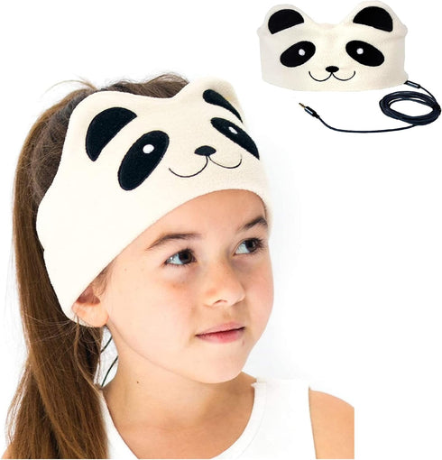 CozyPhones Over The Ear Headband Headphones - Kids Headphones Volume Limited with Thin Speakers & Super Soft Fleece Headband - Ivory Panda......