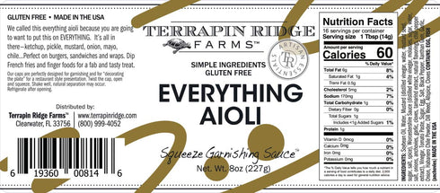 Terrapin Ridge Farms Everything Aioli Garnishing Sauce - One 8 Ounce Squeeze Bottle...