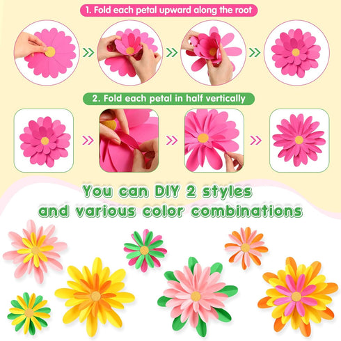 18 Pcs Paper Flowers Decorations for Wall DIY Paper Flower Bulletin Board 3D Fiesta Paper Floral Backdrop Decoration for Photo Backdrop Classroom ...
