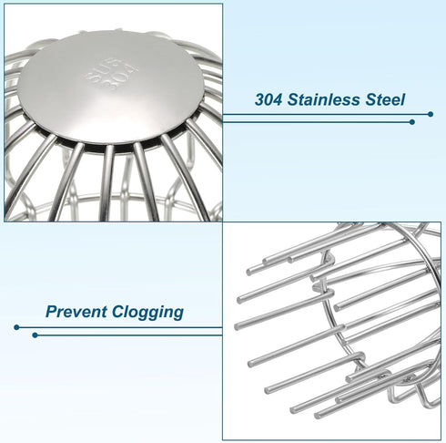 PATIKIL Gutter Guard, 304 Stainless Steel Down Pipe Filter, Anti-Blocking Line Cap Drain Cover Downspout Protector for Blockage Leaves Debris, 3 I...