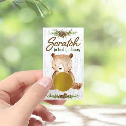 DISTINCTIVS Woodland Teddy Bear Baby Shower Scratch Off Party Game, We Can Bearly Wait Gender Reveal Party Activity - 28 Cards...