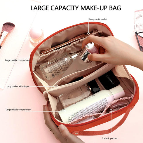 Large Capacity Cosmetic Bag, Travel Cosmetic Storage Bag with Handle, Portable Zipper Cosmetic Bag Toiletry Bag Makeup Bag Large with Compartments...