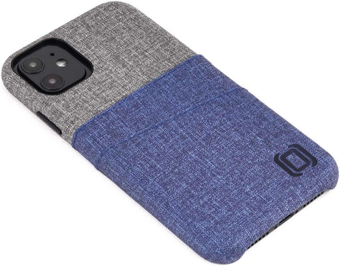 Dockem Wallet Case for iPhone 11: Built-in Metal Plate for Magnetic Mounting & 2 Card Holders (6.1" Luxe M2 Synthetic Leather, Blue & Grey)...