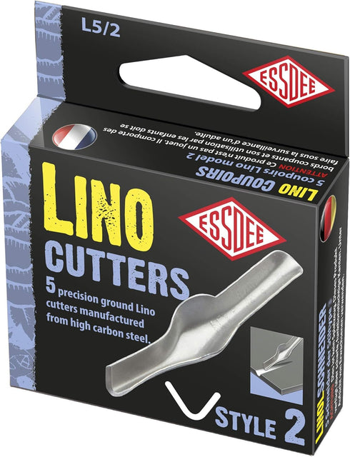 ESSDEE 1.5mm Linoleum Cutter Tool - No. 2 Size Lino Blades - High Carbon Steel - Pack of 5 Universal Cutter - Made in UK...