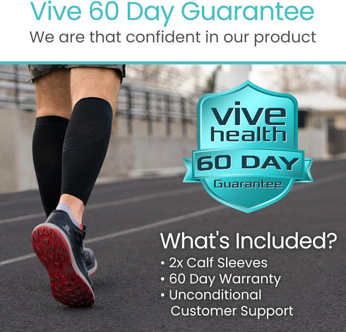Vive Calf Compression Sleeve for Men & Women 20-30mmHg (1 Pair) - Footless Calf Support Leg Compression Socks for Shin Splint, Pain Relief, Diabet...