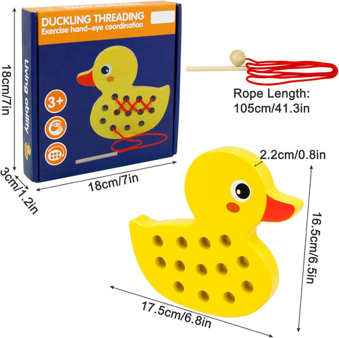 Wooden Lacing Toys for Toddlers, Educational and Learning Montessori Fine Motor Skill Toys, Perfect Toddler Travel Toys, Early Learning Developmen...