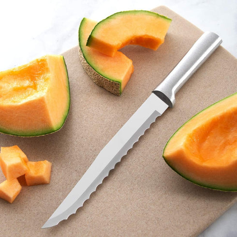 RADA Cutlery Serrated Slicer Knife (R138), 7" Stainless Steel Hollow Ground Serrated Blade, Made in USA, Silver Handle...