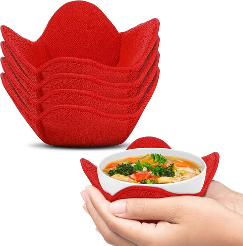 Microwave Bowl Huggers Warmers for Food Microfiber Heat Resistant Food Warmer Set Microwave Safe Handle Hot and Cold Bowls Holder Without Burning ...