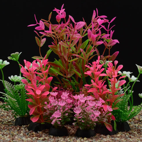 Fish Tank Accessories Green Plants ?Pink and Green Fish Tank Decorations, Aquarium Decor Plastic Plants,Small Aquarium Decorations Kit...