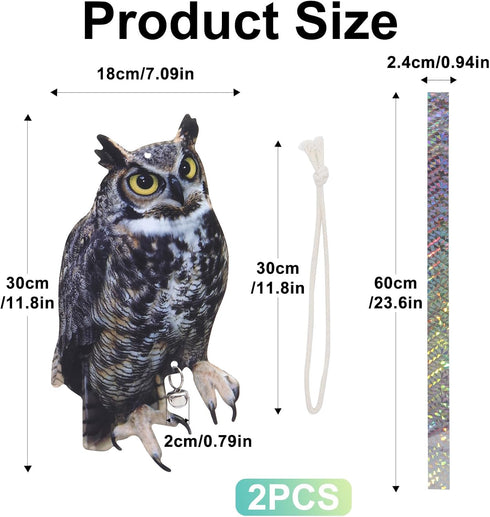 Bird Scarers for Garden, 2Pack Fake Owls to Keep Birds Away Bird Reflective Devices Double Sided Bird Reflectors to Keep Birds Away from Garden Pa...