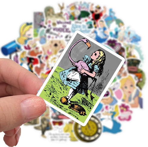 Alice in wonderlan Stickers for Water Bottle, 50pcs Cute Cartoon Waterproof Vinyl Decal for Teen Girl Kids Laptop Luggage Bike Guitar Phone Skateb...