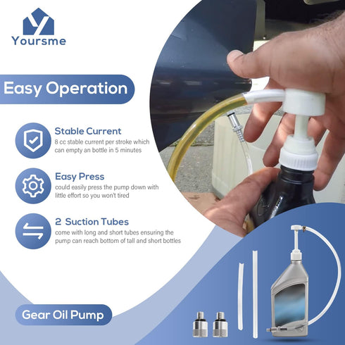 Upgrade Lower Unit Gear Oil Pump for Standard Quart Bottles, Come with 3/8in 8mm 10mm Metal Adapters, Fit All Mercury and Mariner Outboards...