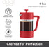Oggi Borosilicate Glass French Press Coffee Maker (20oz)- 5 Cup Capacity, Coffee Press, Single Serve Coffee Maker, Stainless Steel Lid & Plunger, ...