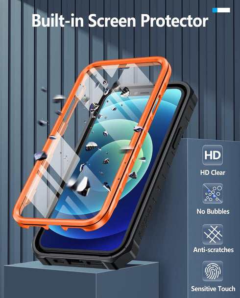 FNTCASE for iPhone 12 Phone Case: for iPhone 12 Pro Phone Case Military Grade Drop Proof Rugged Protective Cover with Kickstand | Matte Textured S...