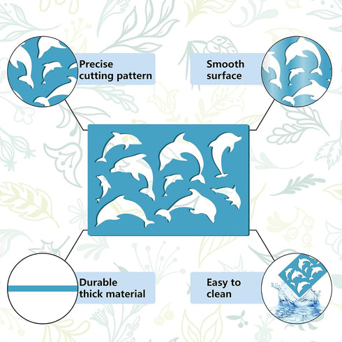 GORGECRAFT 2 Styles Sea Animal Turtles Stencil Dolphin Earrings Making Template Reusable Ocean Coral Jewelry Shape Templates Leather Acrylic Cutti...