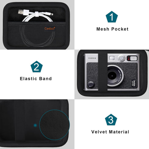 Canboc Carrying Case Compatible with Fujifilm Instax Mini EVO Instant Camera, Mesh Pocket fit Instax Mini Instant Film and Cable, Black...