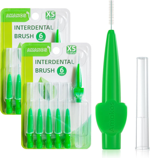 12 Pcs Interdental Brush for Braces, Reusable Dental Brush for Teeth Cleaning Soft Flexible Bristles Dental Picks (0.8mm)...