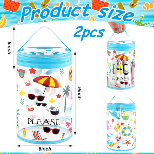 2 Pcs Clear Beach Lotion Toiletry Bag Travel Waterproof PVC Cosmetic Pouch Beach Makeup Bag Hawaiian Portable Organizer Beach Zipper Sunscreen Hol...