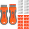 2 PCS Razor Blade Scraper, Glass Scraper Scraping Tool with 20PCS Steel & Plastic Extra Blades for Removing Stickers, Papers, Food Residue, Paint,...