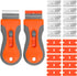 2 PCS Razor Blade Scraper, Glass Scraper Scraping Tool with 20PCS Steel & Plastic Extra Blades for Removing Stickers, Papers, Food Residue, Paint,...