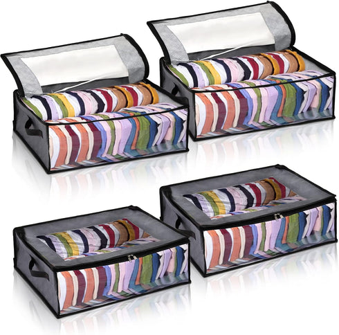 AVLA 4 Pack Hat Storage for Baseball Caps, Non-woven Wide Hat Organizer, Large Sports Hat Storage Bag, Hat Racks Holder for Closet with 2 Sturdy H...