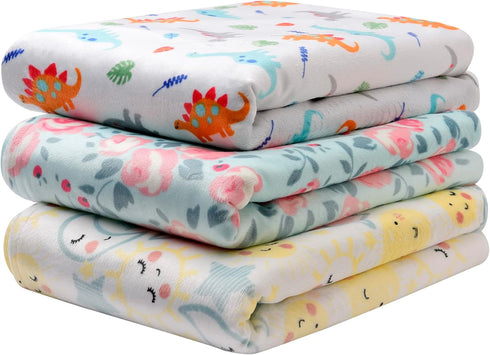 2 Ply Silky Mink Embroidered Baby Blanket, Reversible Garden Rose Print, (Aqua, 30 in. x 40 in.)...